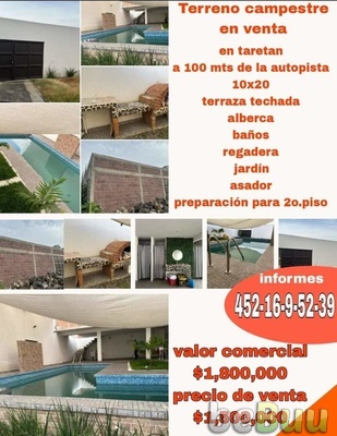 Remante ????Terreno campestre venta en taretan inf.4521695239, Uruapan, Michoacán